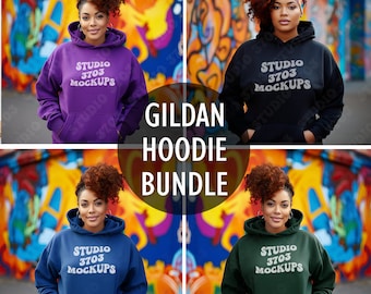 Mockup Black Model, Gildan 18500 Hoodie Mockup BUNDLE, Black Woman Mockup, African American Woman, Hoodie Mockup Bundle, Gildan Bundle