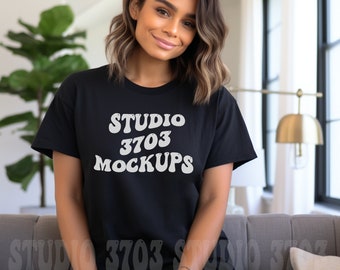 Latina Model Mockup, Black Bella Canvas 3001 Mockup, Latina Woman Mockup, Latina American, Aesthetic shirt Mockup, Mock up, Boho Mockup