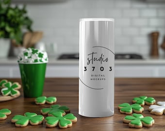 20oz Skinny Tumbler Mockup - Realistic Tumbler Mockup - Sublimation Tumbler Mockup - St Patricks Day Mockup, Canva Mockup, PNG Tumbler,