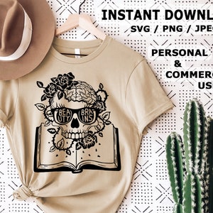Beauty and Brains Skull / SVG / PNG / Digital File / feminist svg, glowforge, cut file, sublimation, stickers, mokken, protest
