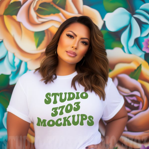 Latina Model Mockup, White Bella Canvas 3001 Mockup, Mockup, Latina Woman Mockup, Aesthetic Mockup, Colorful Shirt Mockup, Trendy mockup