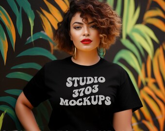 Latina Model Mockup, Black Bella Canvas 3001 Mockup, Latina Frau Mockup, Latein Amerikanisch, Ästhetisches Shirt Mockup, Mock up, Boho Mockup