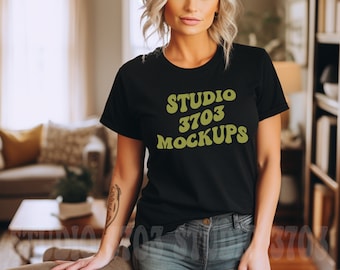 Bella & Canvas 3001 TShirt Mockup - Bella Canvas Shirt - T-shirt nera Mockup - Camicia Mockup - Camicia oversize Mockup - Tee Mockup - Modello