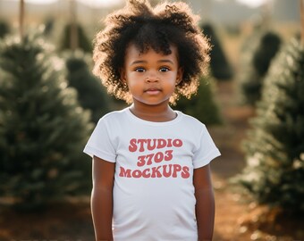 Black girl Christmas shirt Mockup, Black Toddler Mockup, Kids white shirt Mockup, Black girl Mockup, Black Model Mock Up, Toddler Shirt Mock