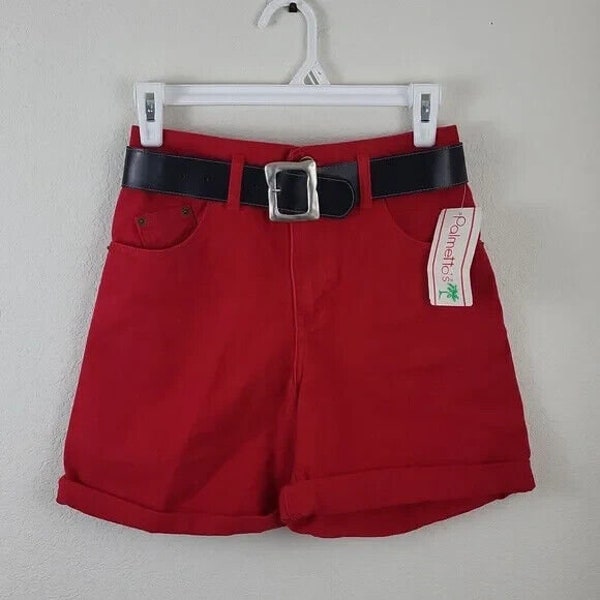 NWT Vintage 90s Palmetto High Rise Jean Shorts 27" Waist, Deadstock, Preppy, Cherry Red, New old stock