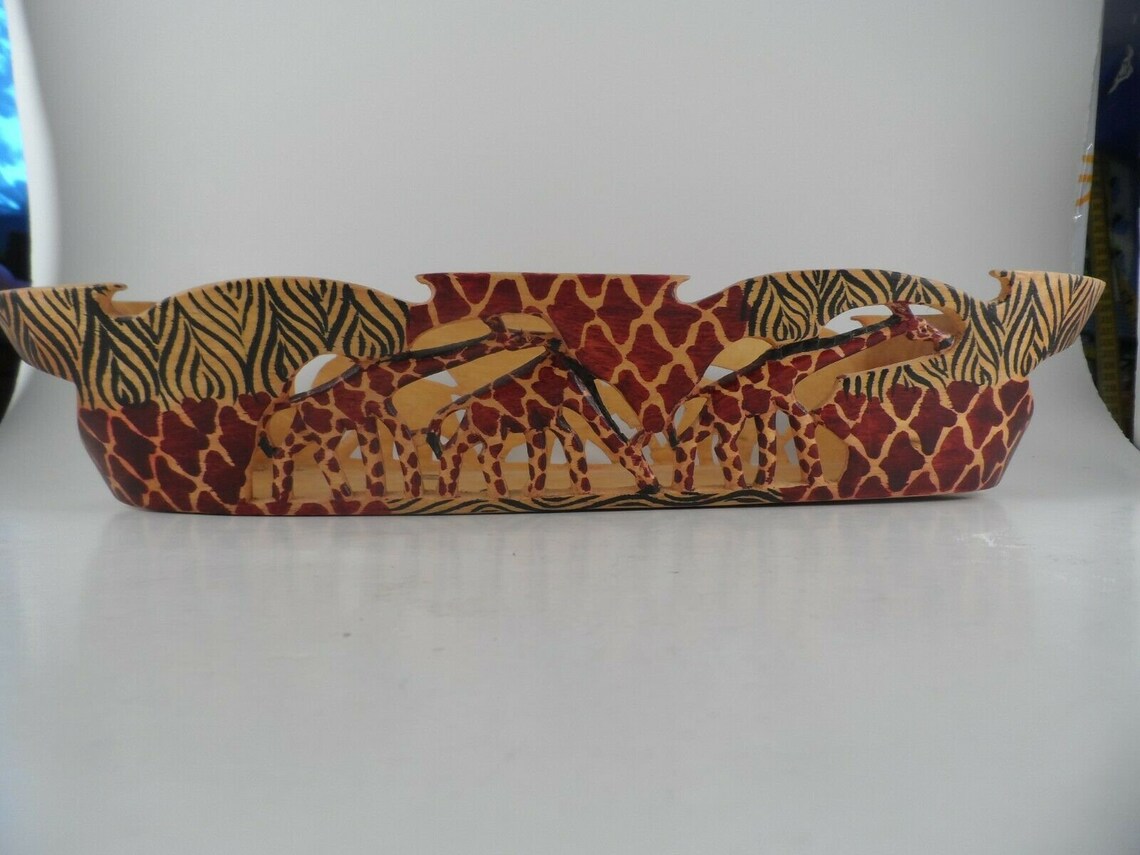 Cesta de madera tallada Safari elefante jirafa zebra impresión | Etsy