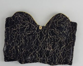 Vintage Victoria's Secret Gold Label Korsett Bustier Schwarz Gold Spitze 34