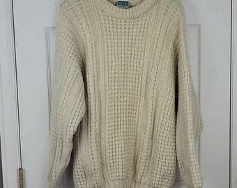 Vintage John Molloy Ireland 100% Wool Cream Oversized Sweater Size Large