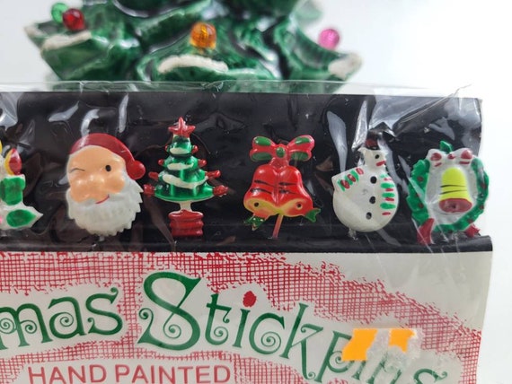 NOS New Vintage 40s 50s Christmas Stickpins Hand … - image 4