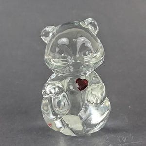 Vintage Fenton Teddy Bear Art Glass July Ruby Birthstone Figurine Paperweight