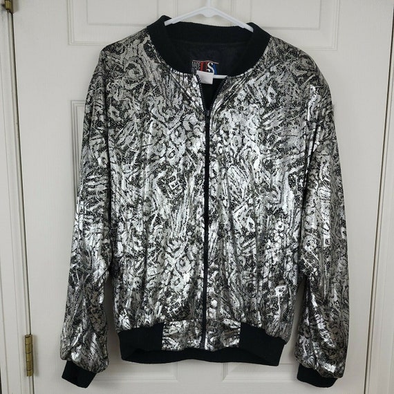 Mujer Vintage 90s Plata MetalIzado Bomber Tamaño Grande - Etsy