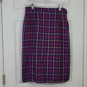 ヴィンテージ 80 年代 90 年代 ペンドルトン ウール ブルー レッド イエロー チェック柄 スカート ウエスト 29 インチ