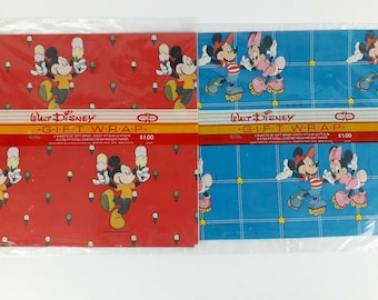 New Old Stock, Walt Disney, Vintage, Disney, Mickey Mouse, Minnie Mouse, Gift Wrap, Wrapping Paper, Paper Euphemera, Paper craft, Scrapbook