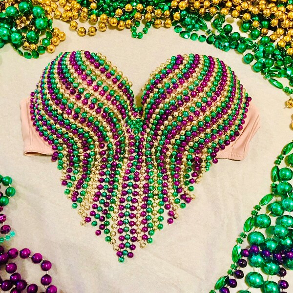 beaded mardi gras bra