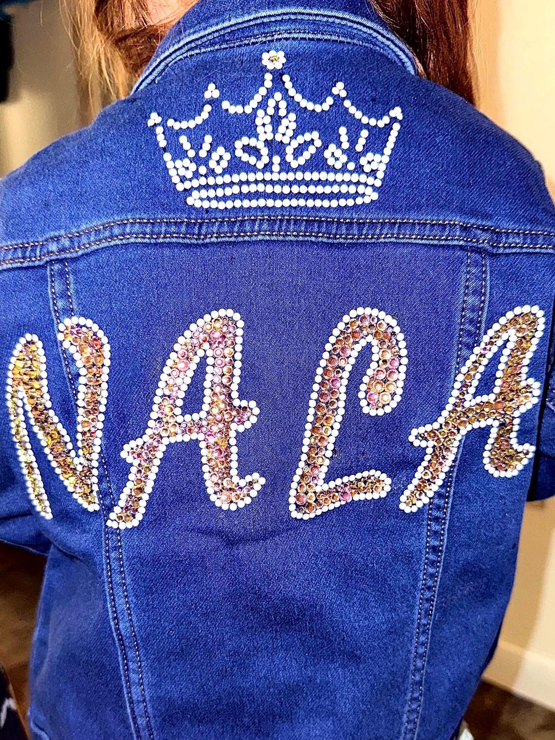 Custom Rhinestone Denim Jacket: Personalized Initial/name, Bling ...