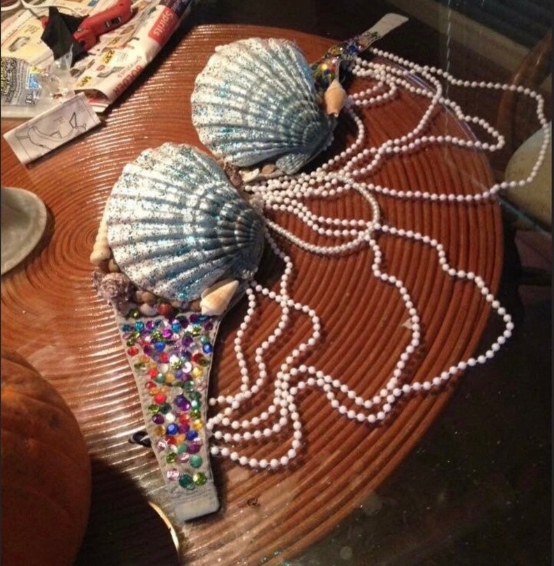 Spangled Shell Bra Clam Shell Mermaid Bra/ Halloween Orders Must Be Submitted Before 10/12 ...