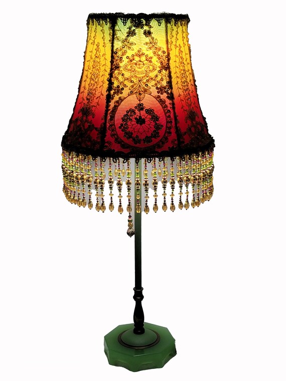 Victorian Lampshade Antique Lamp Beaded Boho Hippie Antique Lamp Beaded Boho Hippie, Victorian Lamp Shades For Table Lamps