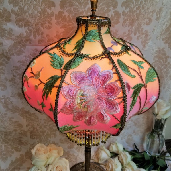 Victorian Lampshade - Silk and Glass Beads ON HOLD