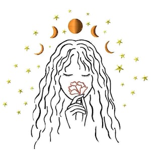 Shining Girl Embroidery Design - Girly Machine Embroidery Design, Lovely Embroidery Pattern