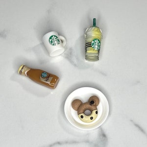 Mini Coffee, Tea, and Doughnut Set for Dolls, Miniature Food Set