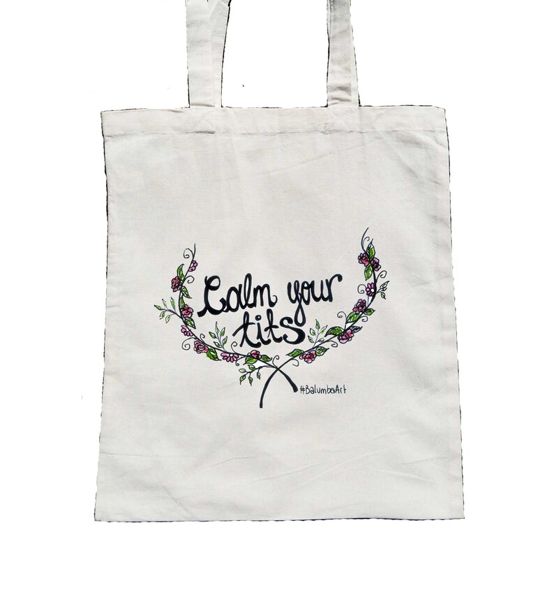 Inhale Exhale Best Friend Gift Floral Shopping Bag Floral Canvas Bag Calm Your Tits Funny Tote Bag Floral Grocery Bag Floral Tote Bag