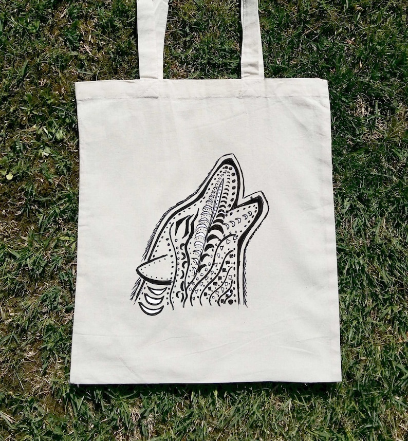 Gift For Her Wolf Art Wolf Shopping Bag Wolf Lover Gift Canvas Tote Bag Wolf Grocery Bag Wolf Eco Bag Wolf Tote Bag Women Tote Bag
