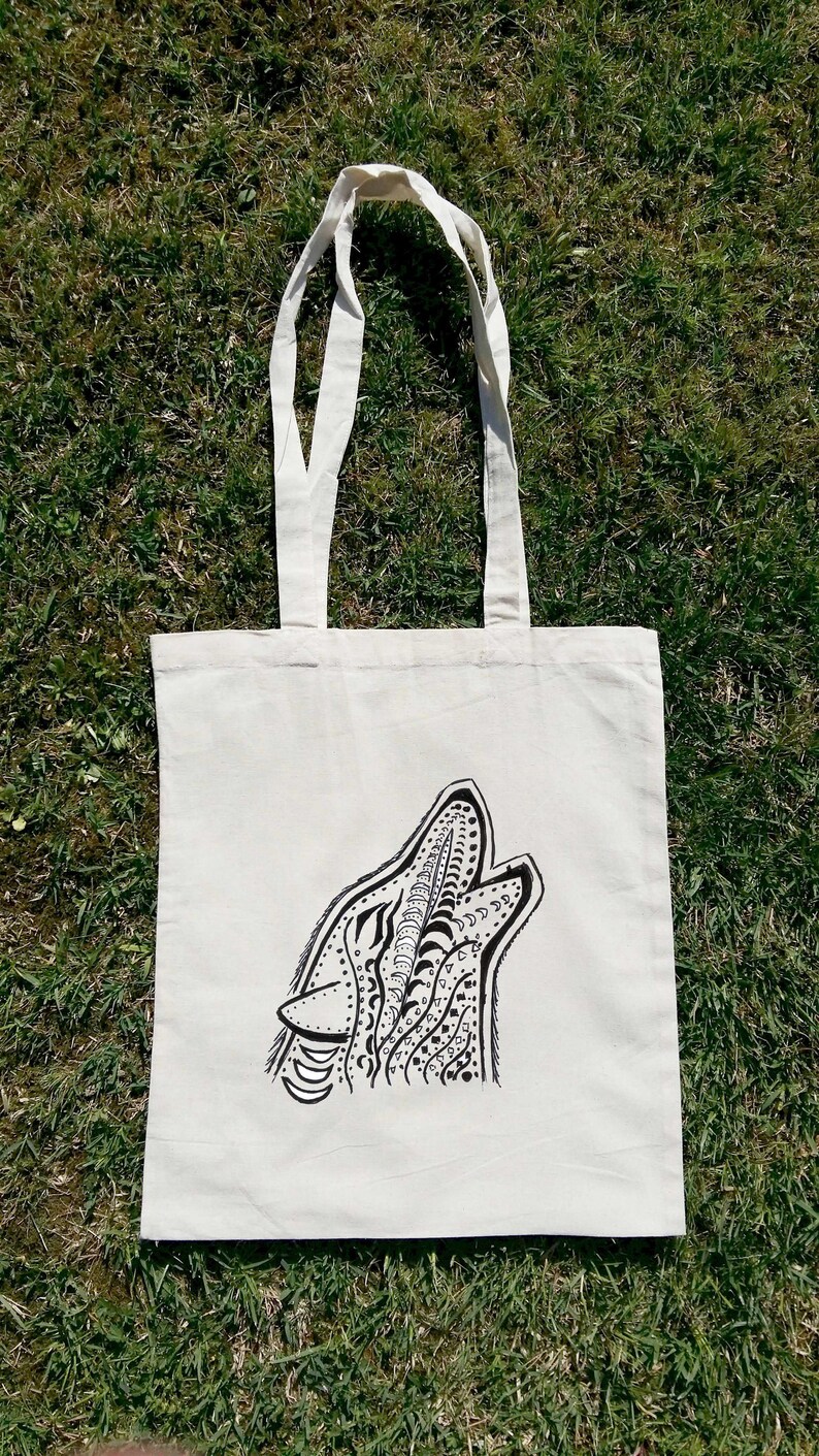 Gift For Her Wolf Art Wolf Shopping Bag Wolf Lover Gift Canvas Tote Bag Wolf Grocery Bag Wolf Eco Bag Wolf Tote Bag Women Tote Bag
