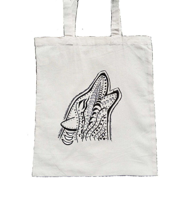 Gift For Her Wolf Art Wolf Shopping Bag Wolf Lover Gift Canvas Tote Bag Wolf Grocery Bag Wolf Eco Bag Wolf Tote Bag Women Tote Bag