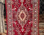 Vintage Small Velvet Rug Armchair Cover Turkish Persian styled bedside carpet Kilim GDR bohemian boho rug