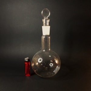 1000 ml lab glass flask bottle with stopper  Vintage Chemistry Glassware
