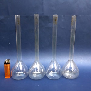 200 ml Set of 4 Vintage laboratory glass flasks  Chemistry Glassware