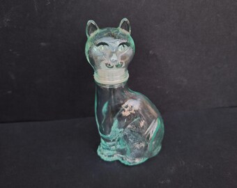 Italian Empoli Glass Bottle Cat C1970s Vetreria Etrusca Glassware