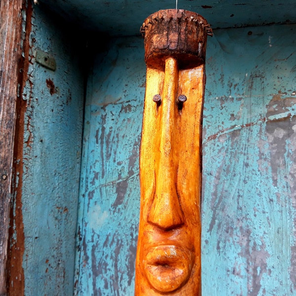 Vintage wooden forester's head hanging decor Wood Sculpture