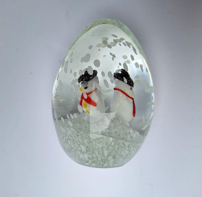 Vintage Murano Glass Paperweight Christmas Motifs Snowmen Collectible ...