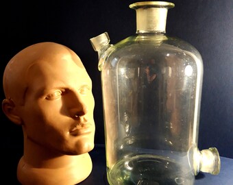 19世紀 英国 実験用 ガラス瓶 ウルフ瓶 Woulff bottle 古道具 19世紀