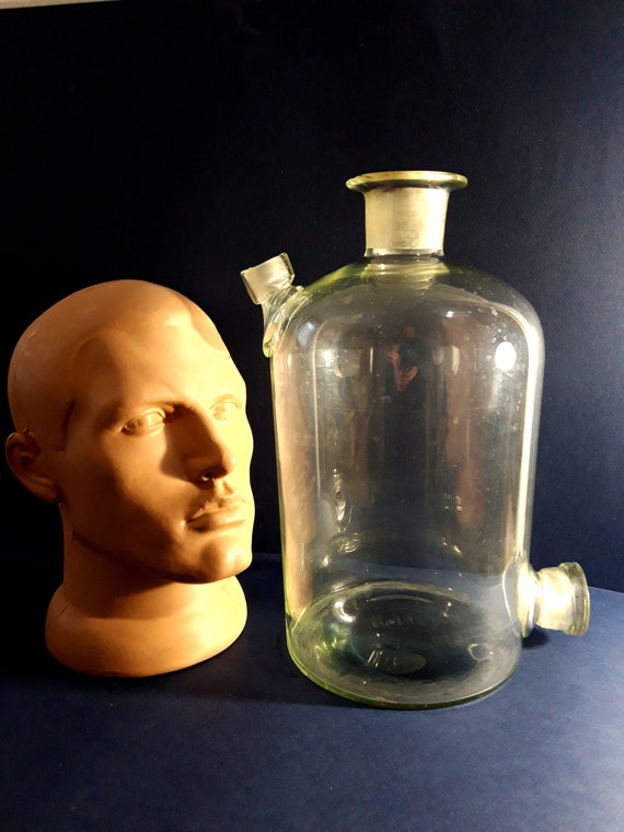 3つ口の実験室用ウルフ瓶 ヴィンテージ 薬局化学ガラス瓶フラスコ