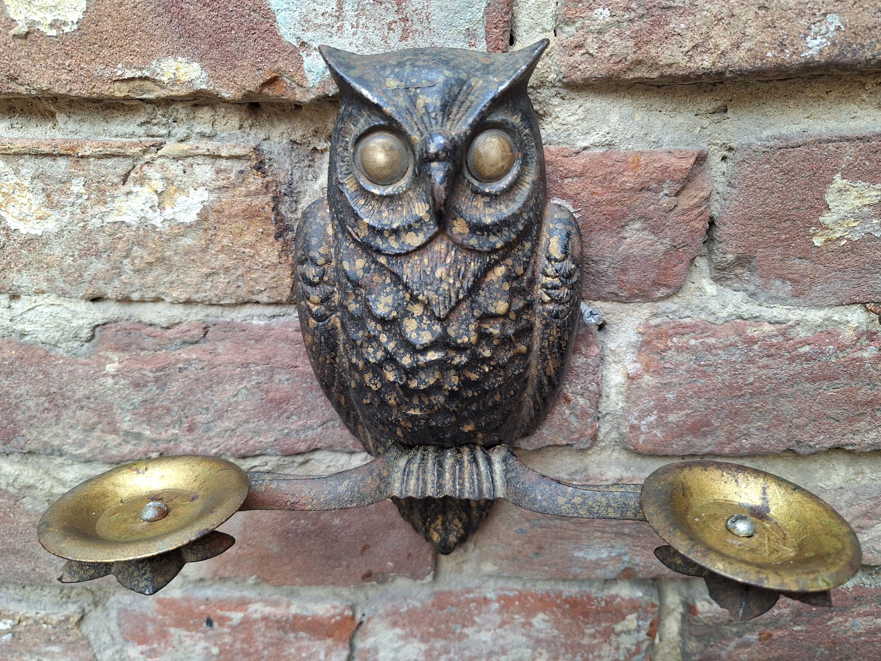 フクロウの鋳鉄製壁掛けキャンドルホルダー - Etsy 日本