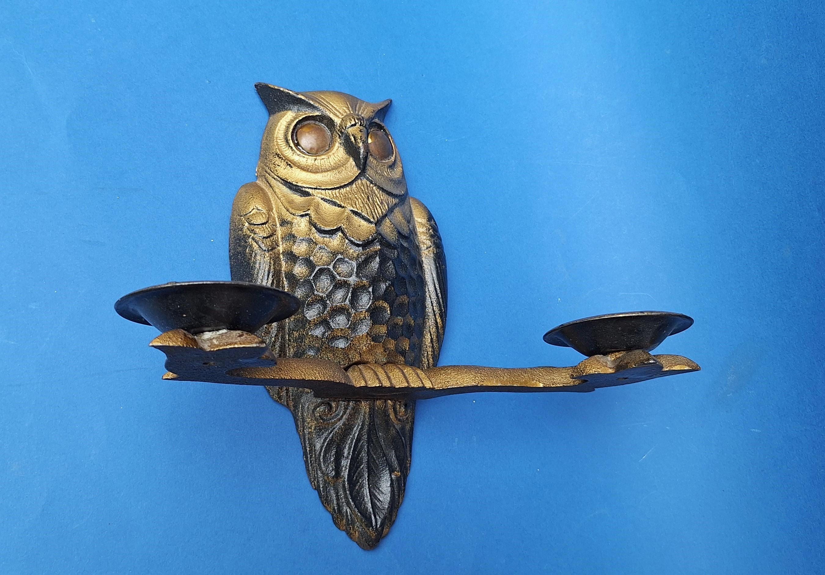 フクロウのキャンドル置物 フクロウの鋳鉄製壁掛けキャンドルホルダー - Etsy 日本