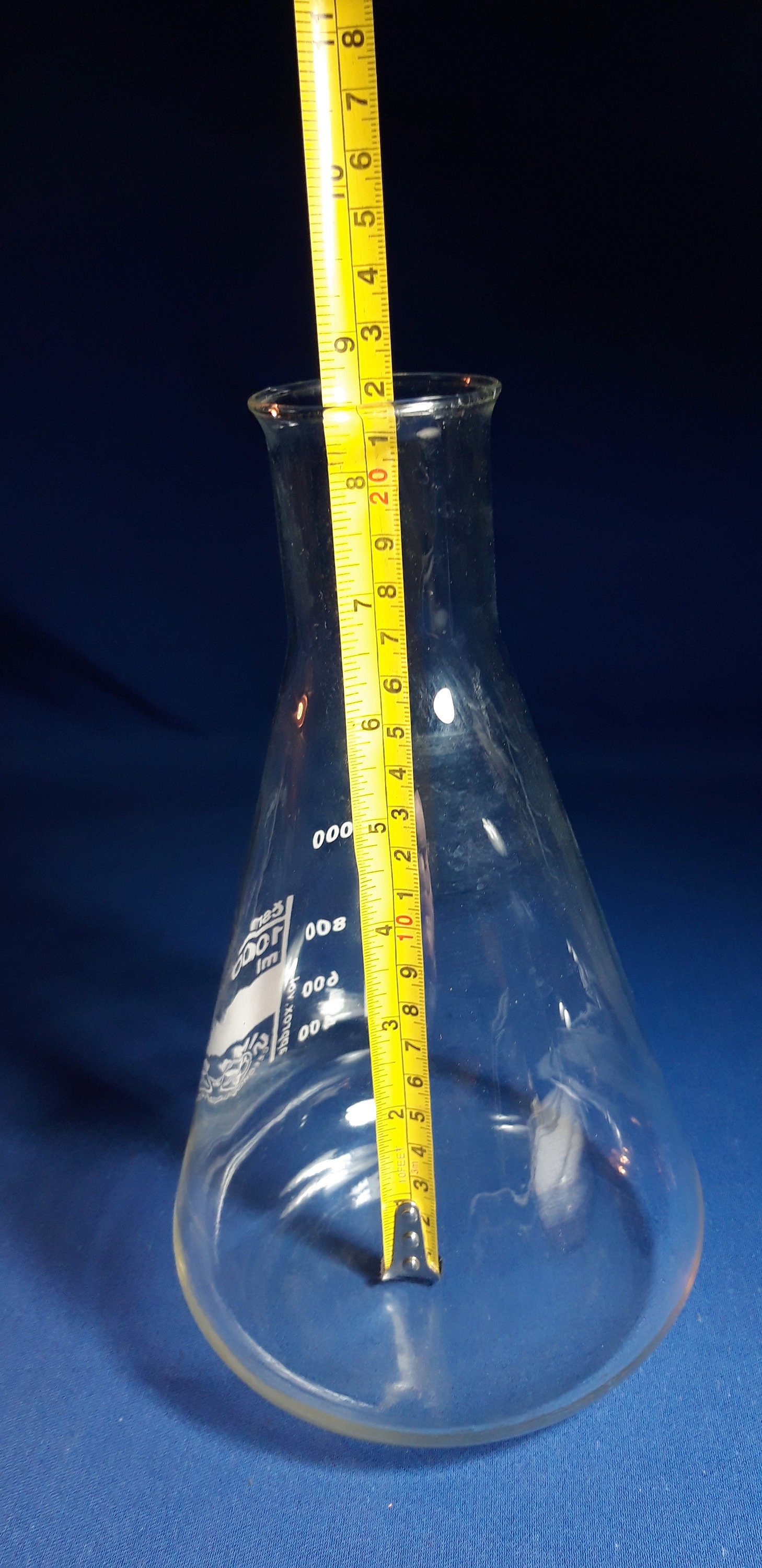 Large erlenmeyer flask 1L Vintage chemistry laboratory flask Etsy