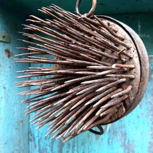 Antique Primitive Wool Carder Device Hedgehog-like