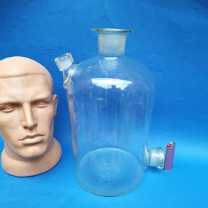 3 Neck Laboratory Woulff bottle  Vintage Apothecary Chemistry  glass bottle flask