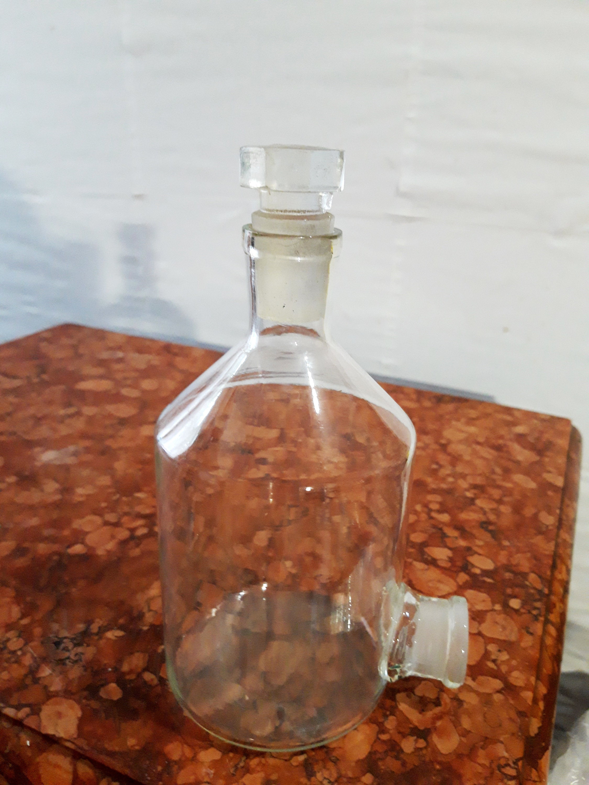 Vintage Laboratory Glass Flask Bottle With Topper and Bottom Etsy