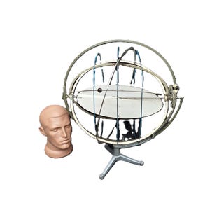 Armillary sphere model, celestial sphere. Visual teaching aid on Astronomy, Soviet science USSR