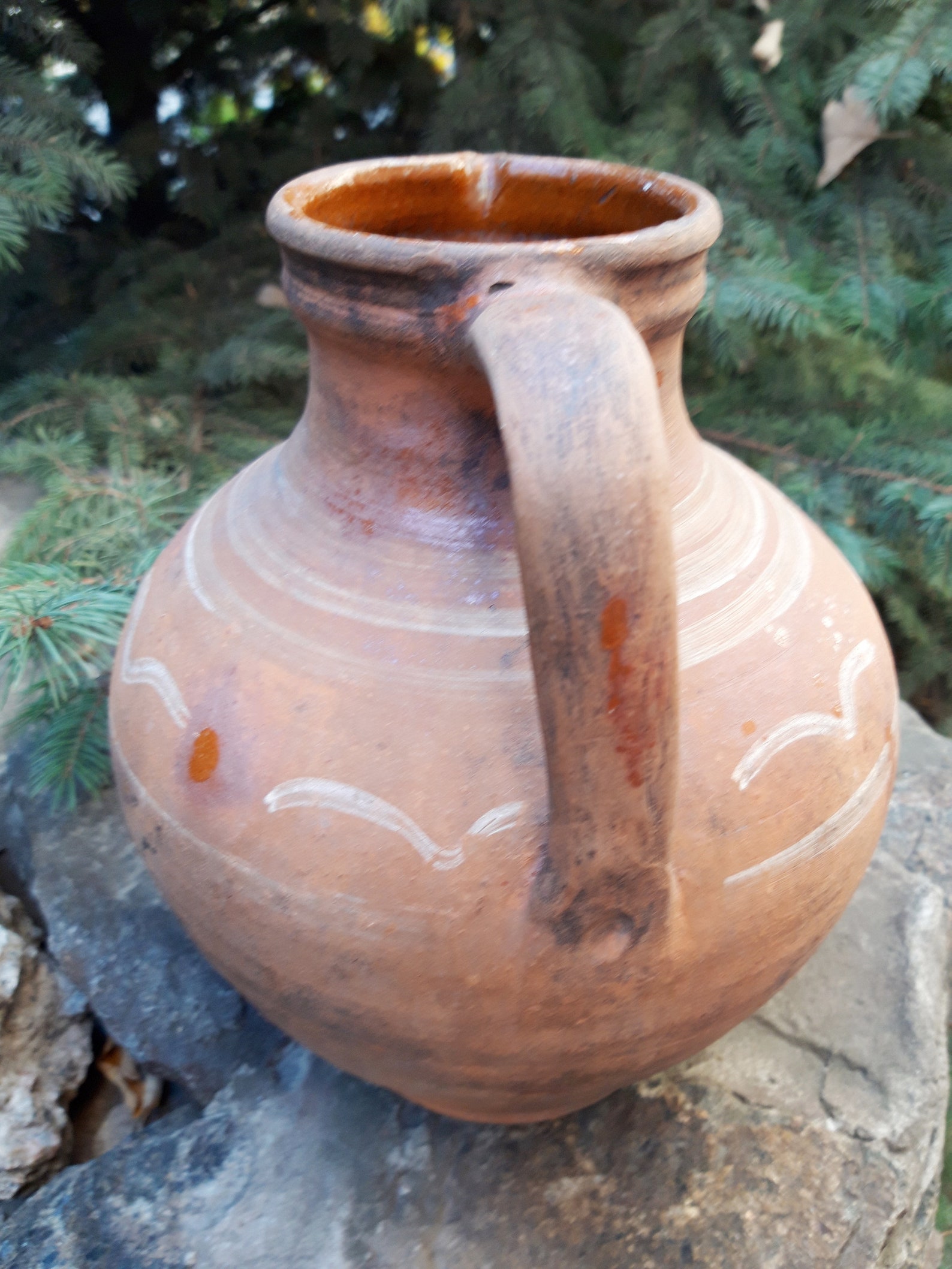 Antique primitive clay pitcher jug Vessel Old Crock Etsy