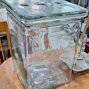 Glass Exide Battery Jar with lid Vintage