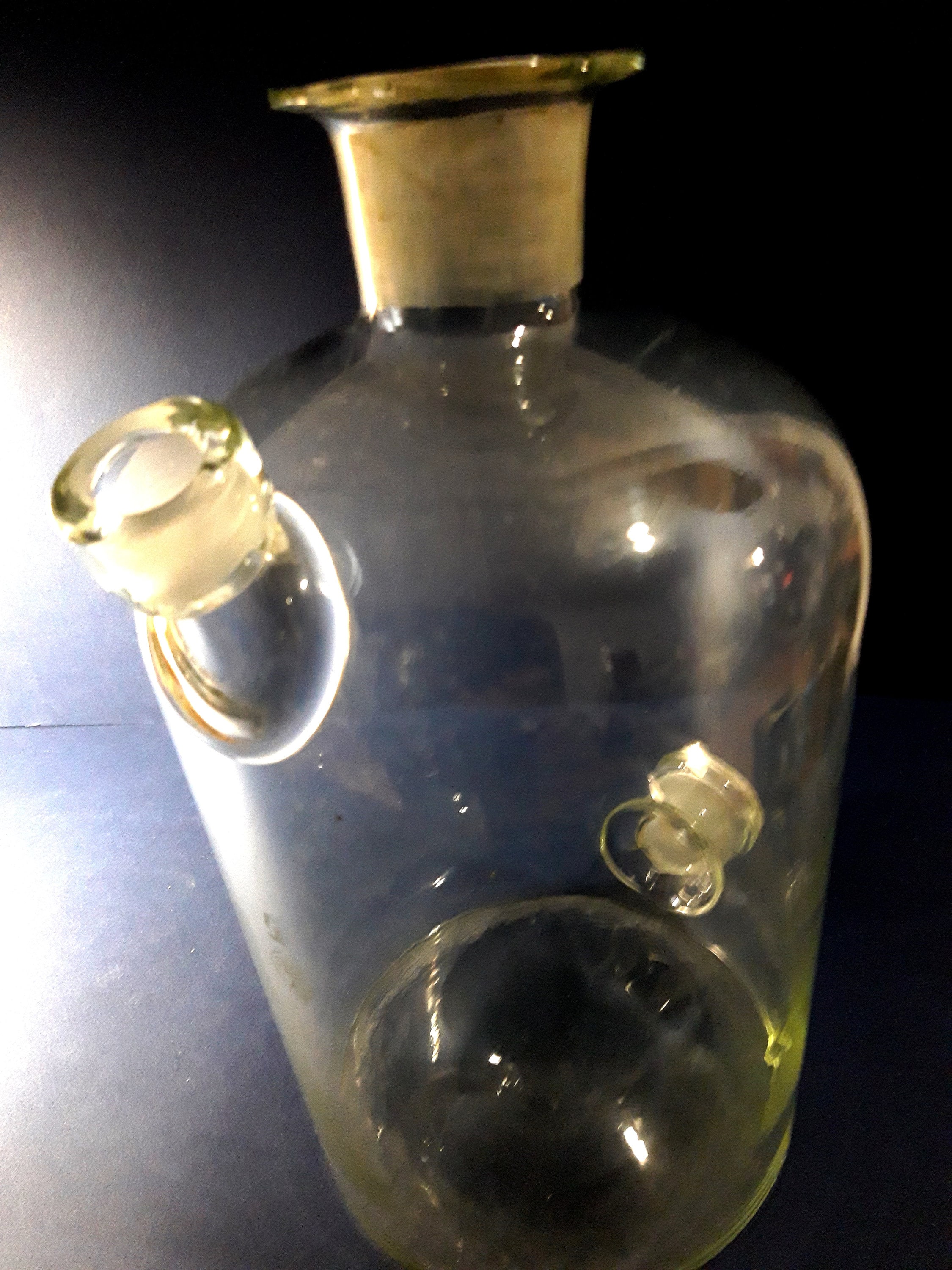 3つ口の実験室用ウルフ瓶 ヴィンテージ 薬局化学ガラス瓶フラスコ