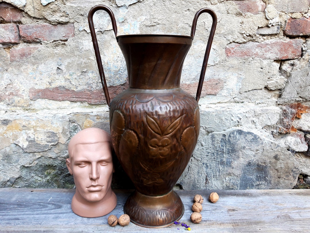 Vintage Copper Amphora Vase Umbrella Holder Etsy