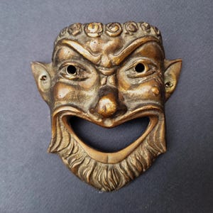 Satyr Vintage  Bronze Greek Comedy Mask  Dionysus  Ancient Greece Civilization Theatre