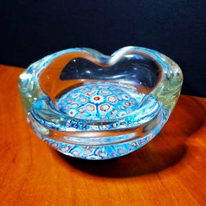 ガラス製灰皿★ミルフィオリ★レッド★アートガラス★ヴィンテージ ヴィンテージ ムラーノ アートガラス ミルフィオリ ペーパーウェイト
