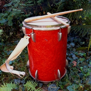 Marching Band Drum with Drum Sticks Natural Skin Vintage  60s Snare Drum Musical Wall Hanging Decor